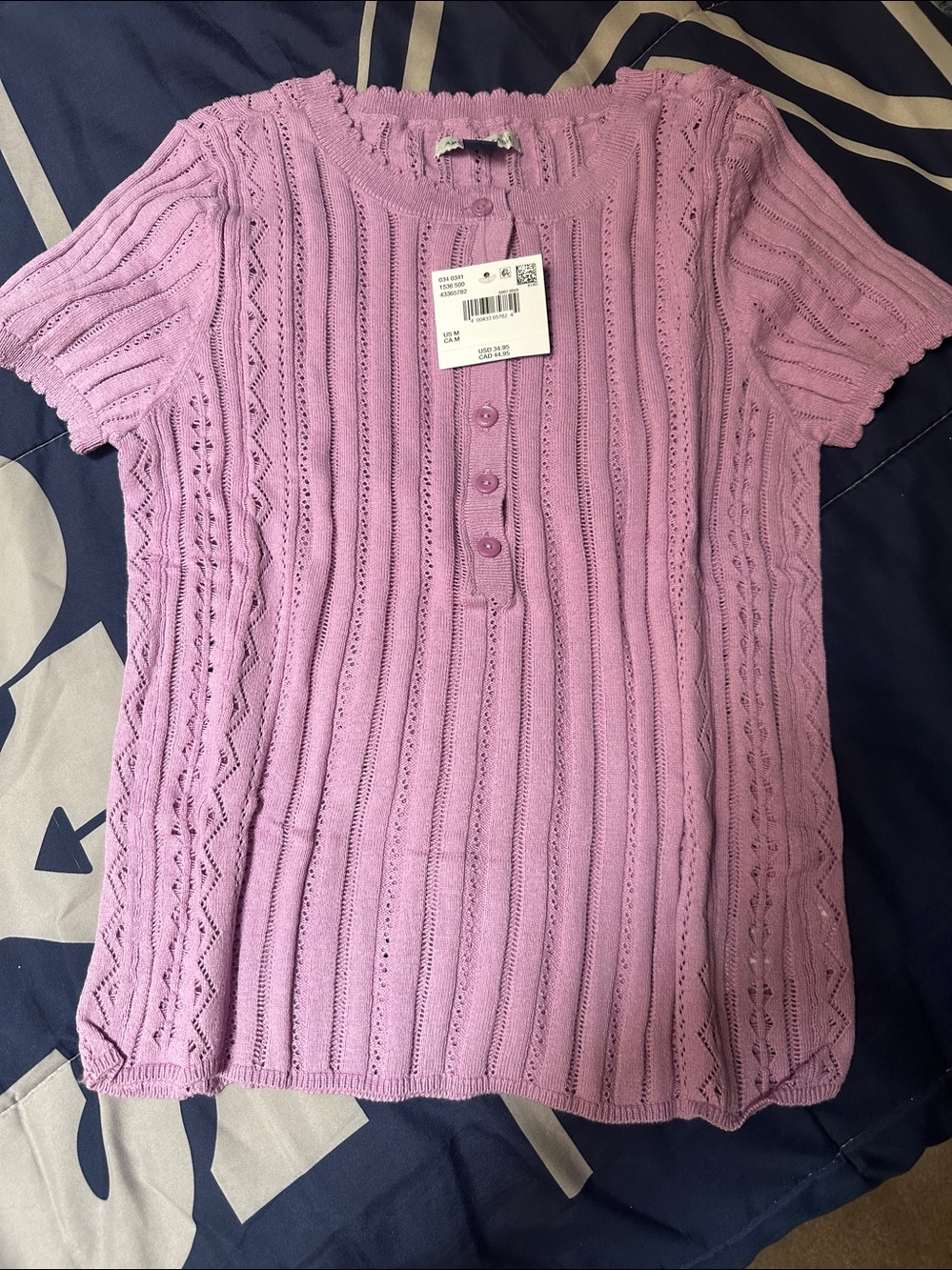 American Eagle Outfitters lilac Button-Front Knit Top